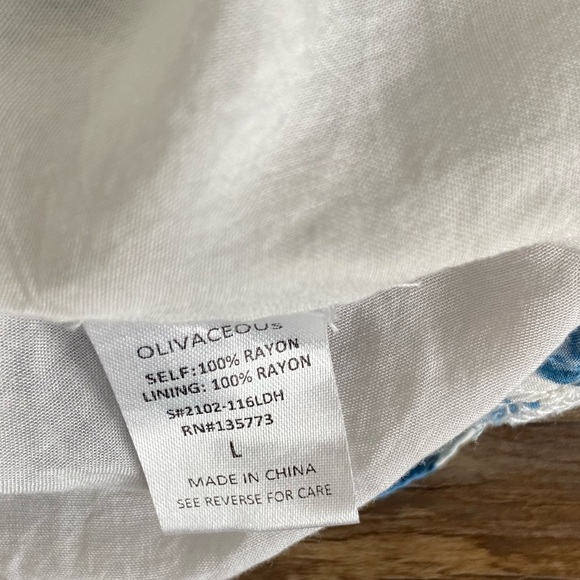 Olivaceous Women's Mini Dress Sundress Size Large Floral Blue Halter Neck Ruffle - Picture 12 of 12